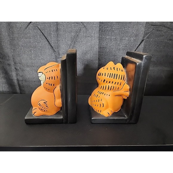 Rare Jim Davis Garfield Ceramic Bookends 1981 Vintage Figures Hand Painted NICE - Picture 3 of 5
